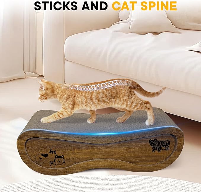 2 in 1 Cat Scratcher Bed, Cat Scratching Board, Cats Scratcher Set, Scratch-Resistant Cat Scratching Post Large (27.5L X 9H in.) and Small (24.5L X 6H in.), Corrugated Cardboard