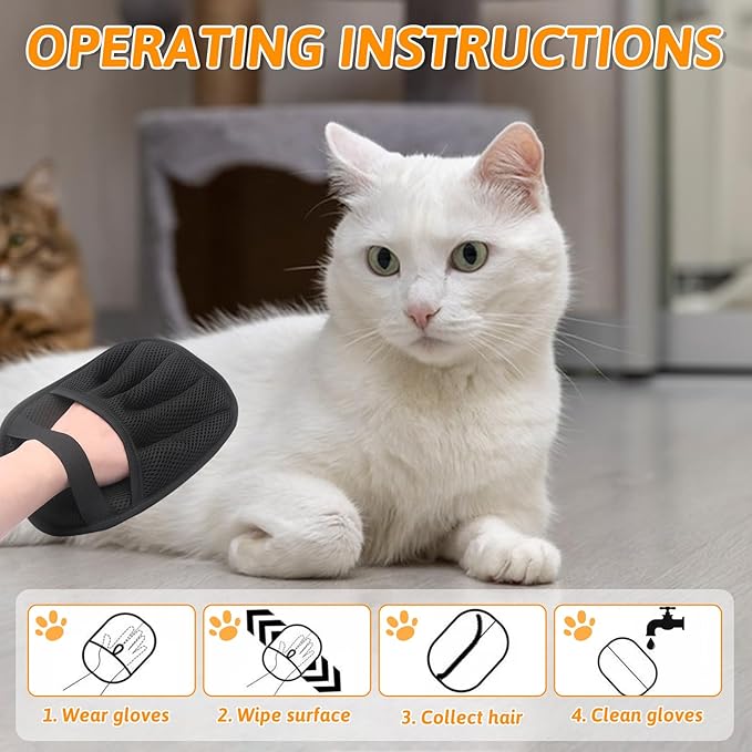 DIANA'S DREAM Pet Hair Removal Glove for Cats & Dogs, Electrostatic Pet Hair Remover, Reusable Cat Grooming Gloves for Hair Removal, Remove Fur from Clothing Furniture Car Seats (1PC)