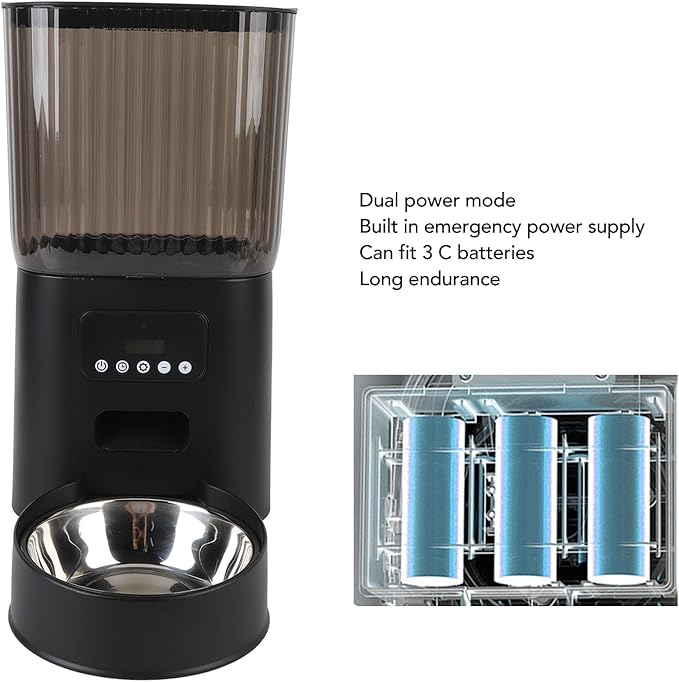 Automatic Cat Feeder,Timed Feeding Button Control Automatic Cat Food Dispenser Auto Pet Feeder with Stainless Steel Bowl for Dog Pet Indoor (Single Bowl)