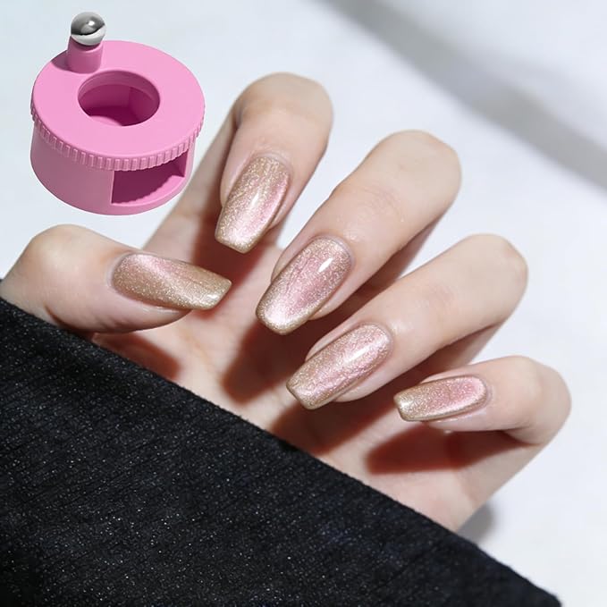 2026 New Rotating Cat Eye Magnet, Automatic Magnetic Nail Art Tool with 360° Rotation for Professional Glossy Cat Eye Effect, Beginner Friendly Nail Tool for 3D Wide Cat Eye Design (2*Pink)