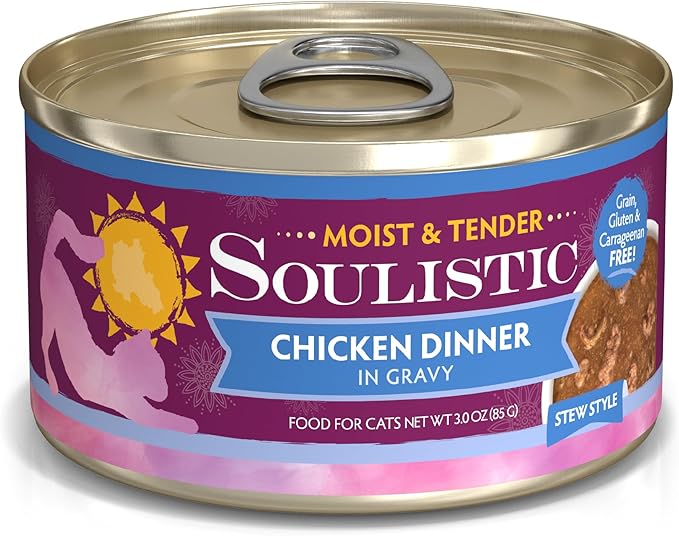 Soulistic Moist and Tender, Chicken Dinner in Gravy, 3oz Can, Pack of 12