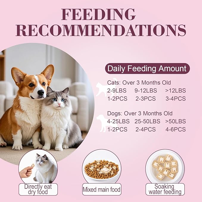 Dylan's cabin Freeze Dried Chicken Cat & Dog Treats - High Protein Dental Bites with Bone-in Thigh, Egg Yolk Training Kitten Puppy Snack for Coat Oral Health, 46pcs