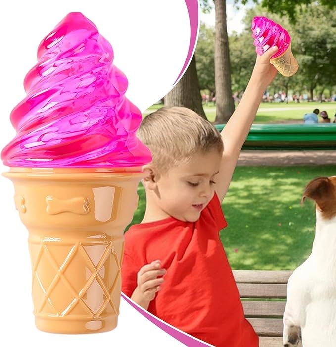 Dogs Chew Toys - Ice Cream Shape, Dog Toys for Aggressive Chewers, Food Grade Silicone Surfaces, Textured Cleaning | Enrichment Accessory for Puppy Teething & Boredom Indoor Games