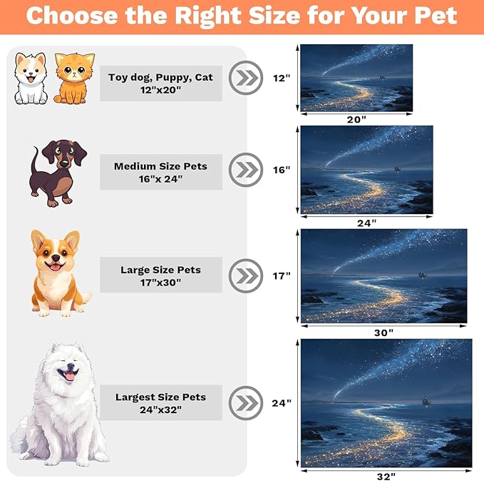 Ocean Dog Food Mat for Floors Absorbent, Quick Dry Water Dispenser Mat for Food, Water, Pet Supplies 12" x 20", Galaxy Star