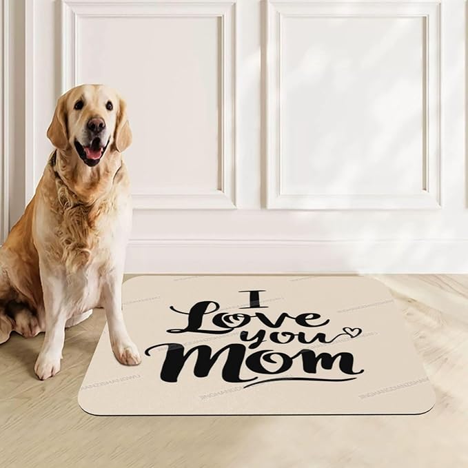 Dog Food Mat Dog Mat for Food and Water 24x16In Happy Mother's Day Floral Gift for Mom Hl No Stains Cat Pet Feeding Mats Water Bowl Messy Drinkers