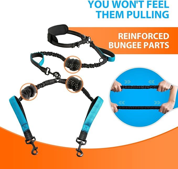 Dog Leash Retractable Running Fitness One-to-Two Leash, 360° Rotating Stainless Steel Buckle, Pet Supplies