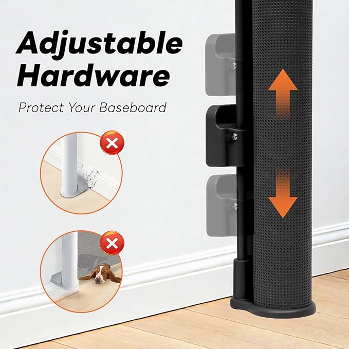 Retractable Baby Gates for Doorways, Mesh Dog Gate for Stairs, Pet Gate Indoor, Extends to 55" Wide 33" Tall, Safety Toddlers Gates for Hallways, Indoor & Outdoor Use, Black