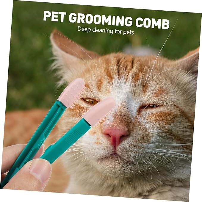 Kisangel 2Pcs Cat Grooming Comb for Kitten Lightweight Tear Brush Non Slip Design for Easy Use for Removing Dead Hair and Floating Fur