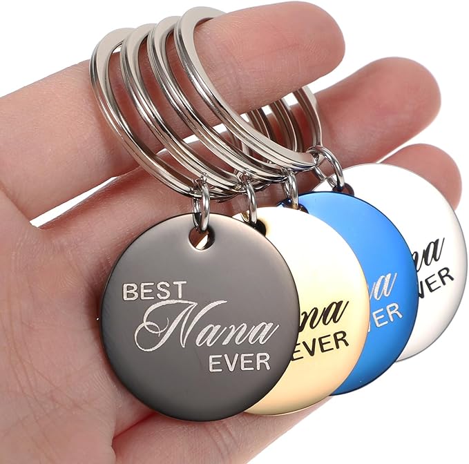 Luxshiny 4 Pcs Stainless Steel Pet Id Tags Set, Engraved Dog Name Tags, Round Anti-Lost Collar Accessories for Dogs and Cats, Multi-Color for Pet Supplies