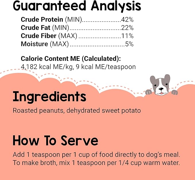 Flavors Food Topper and Gravy for Dogs - Peanut Butter Recipe, 6.0 oz. - Human Grade, Grain Free - Perfect Kibble Seasoning and Treat Mix for Picky Dog or Puppy