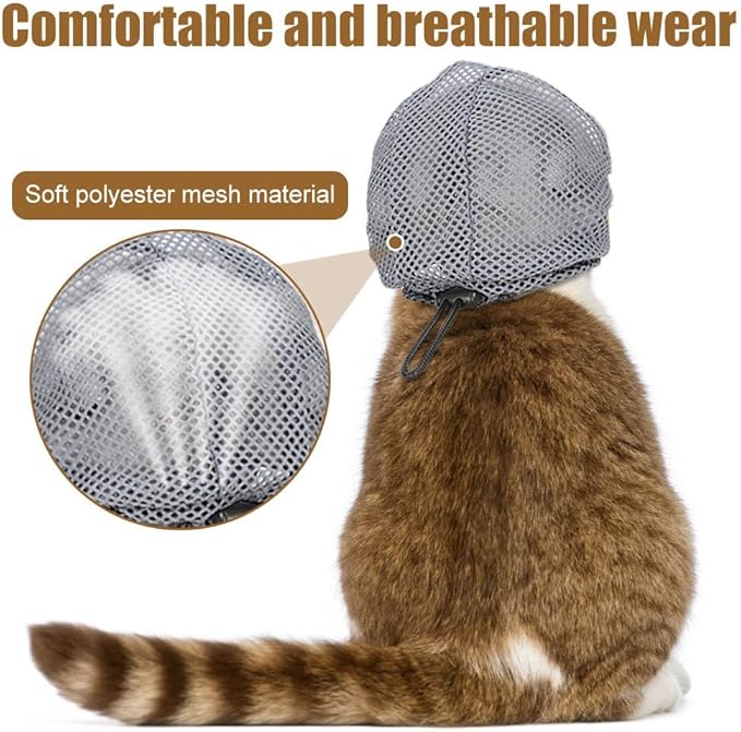 Cat Muzzle for Grooming, Breathable Mesh Pet Face Cover, Transparent Anti Bite Mouth Guard for Nail Trimming Bathing