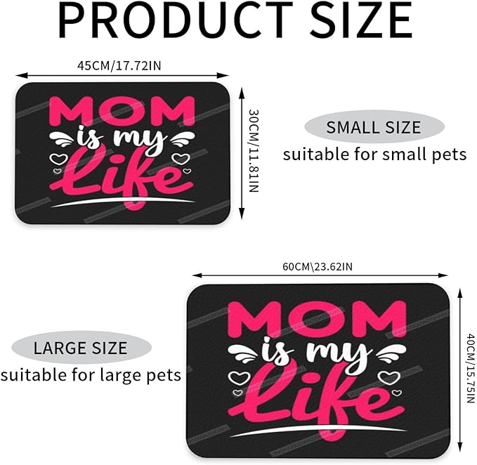 Pet Feeding Mat Absorbent Dog Mat for Food Water Bowl No Stains Quick Dry Water Dispenser Mats Happy Mother's Day Floral Gift for Mom Id Dog Accessories Pet Supplies Bowl Messy Drinkers 24x16In