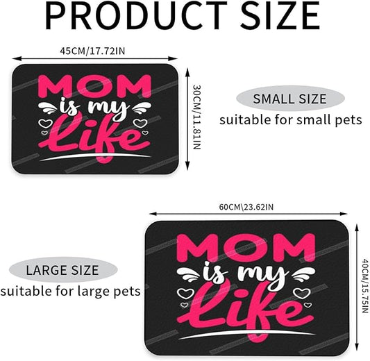 Pet Feeding Mat Absorbent Dog Mat for Food Water Bowl No Stains Quick Dry Water Dispenser Mats Happy Mother's Day Floral Gift for Mom Id Dog Accessories Pet Supplies Bowl Messy Drinkers 24x16In