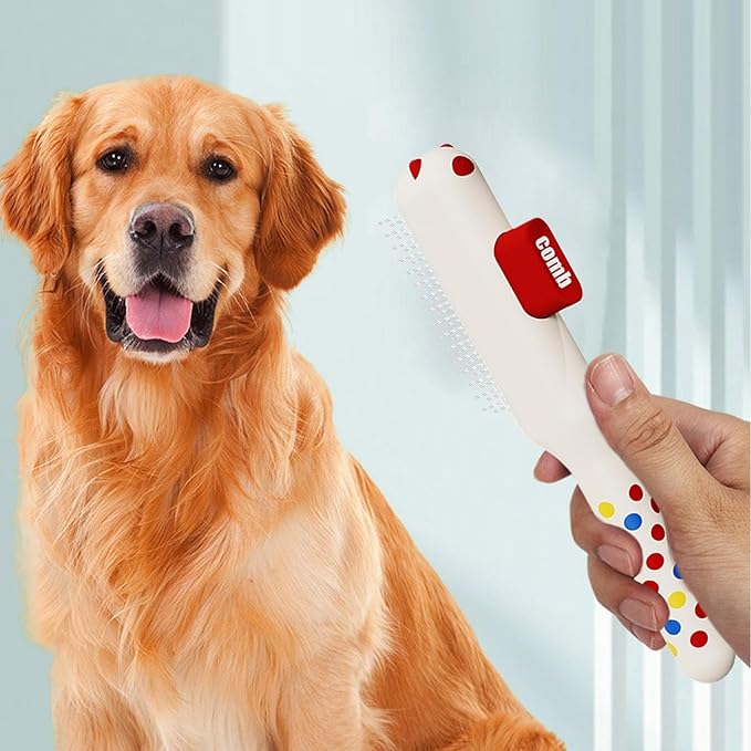 Cat Combs | Self-Cleaning Anti Slip Hair Brush with Metal Teeth,Cat Hair Comb - for Dog Puppy Animals Indoor Home Shedding
