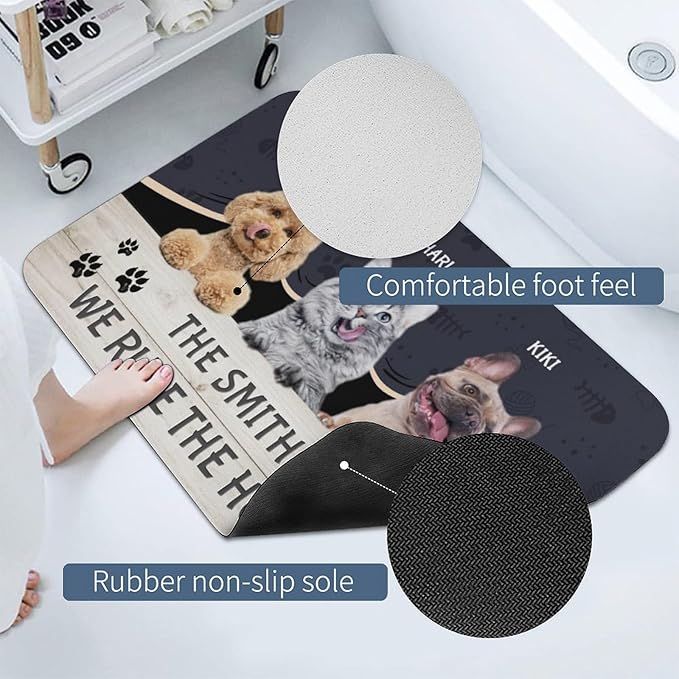 Styler-6 Personalized Dog & Cat Doormat, Custom Pet Door Mat for Dog & Cat Lovers - 24x16inch, Up to 4 Pet Names, Indoor & Outdoor Use