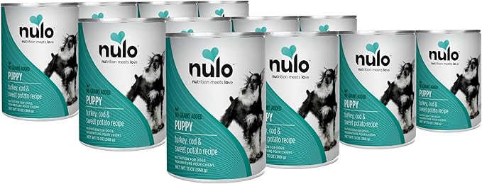 Nulo Grain-Free Turkey, Cod, & Sweet Potato Recipe Wet Canned Dog Food for Puppies, 13 Ounce, 12 Cans