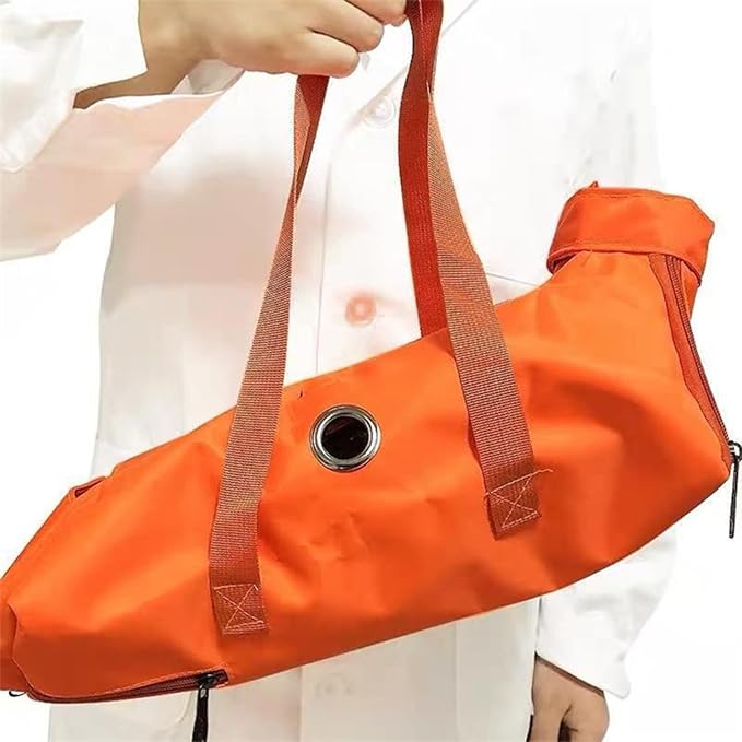 Cat Restraint Bag, Scratch-Resistant Nylon Cat Grooming Bag with Zipper & Paste Tape, Adjustable Multifunctional Cats Carry Bag for Administering Eye Drops, Ear Cleaner, Clipping Nails (Orange_L)
