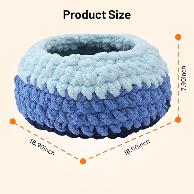 Rondo Cat Nest Handwoven Washable Cat Nest Bed Soft Round Cave House Furniture for Indoor Kitten Cloud Blue