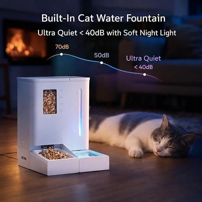 Waithem Wi-Fi Automatic Pet Feeder and Waterer for Cats&Dogs, 2-in-1 Set Large Capacity for 2 Weeks, Intuitive App Operation, 2 Way Power Supply, Detachable for Cleaning
