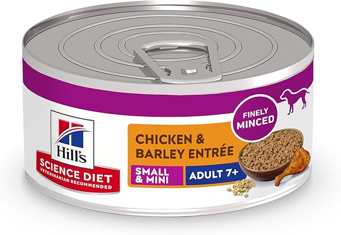 Hill's Science Diet Small & Mini, Senior Adult 7+, Small & Mini Breeds Senior Premium Nutrition, Wet Dog Food, Chicken & Barley Loaf, 5.8 oz Can, Case of 24