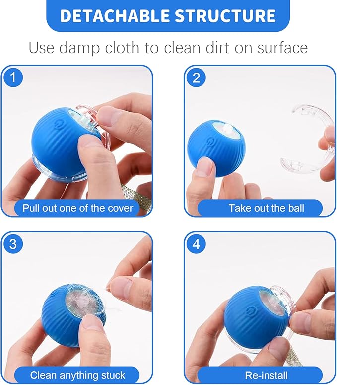 Interactive Cat Toys for Indoor Cats Smart Automatic Ball Rolling for Bored Kitten Pet Upgraded Speedy Moving Chase Dogs Toy Valentine's Day Gift Blue Dragonfly