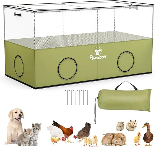 Pawaboo Small Animal Playpen, Pet Cage Tent with Breathable Mesh Wall and Bottom, Foldable Small Pet Enclosure for Puppy Kitten Rabbit Chicken Hamster Guinea Pig Indoor Outdoor Fence, Green