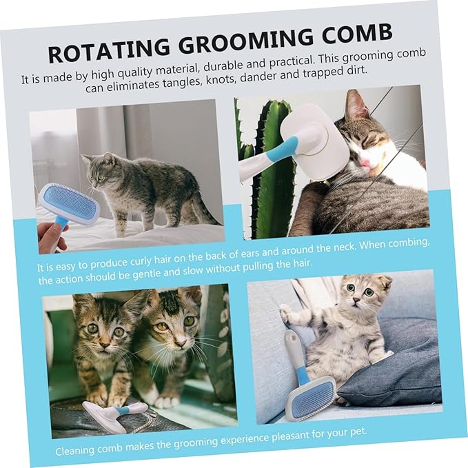 1Pc Pet Comb Rotating Grooming Tool for Cats and Dogs Comfortable Hair Brush with Bead for Shedding and Grooming Pet Supply for