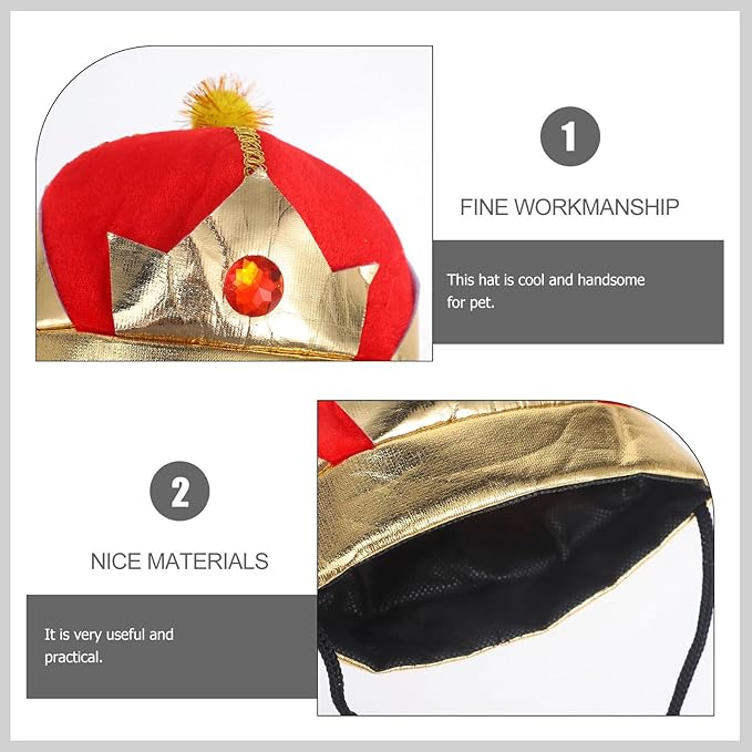 Angoily Dog Cat Crown Hat Adjustable Decorative Puppy Party Pet Supplies Halloween Costume Headwear for Small Medium Pets