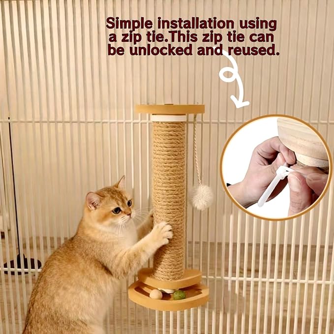 SHENGOCASE 2-Pack Cat Scratching Post with Track Ball Toys for Crate Cage, Cage Mounted with Self Groomer and Massager, Kennel Playpen Accessories