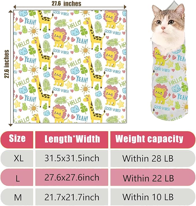 Cat Grooming Wrap, Cat Wrap for Cutting Nails, Self-Adherent Soft Cat Blanket to Wrap - Cat Burrito Wrap, Anti-Scratch, Anti-Escape, Cat Swaddle Wrap (Within 22lbs)