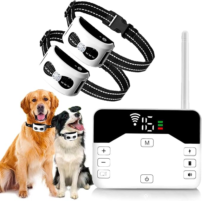 For2dogs,Wireless Dog Electric Fence,2025 Safety Pet Containment System with Remote Training Shock Collar,Waterproof & Rechargeable,3 Training Modes,30-800ft Range Adjustable for Stubborn Dogs