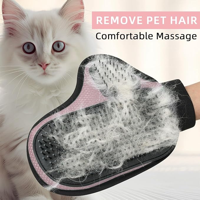 Pet Grooming Massage Glove for Cats Dogs,Remove Loose Fur Cleaning Massage Tool, Large Grooming Gloves for Long Hair or Thick Hair Dogs and Cats