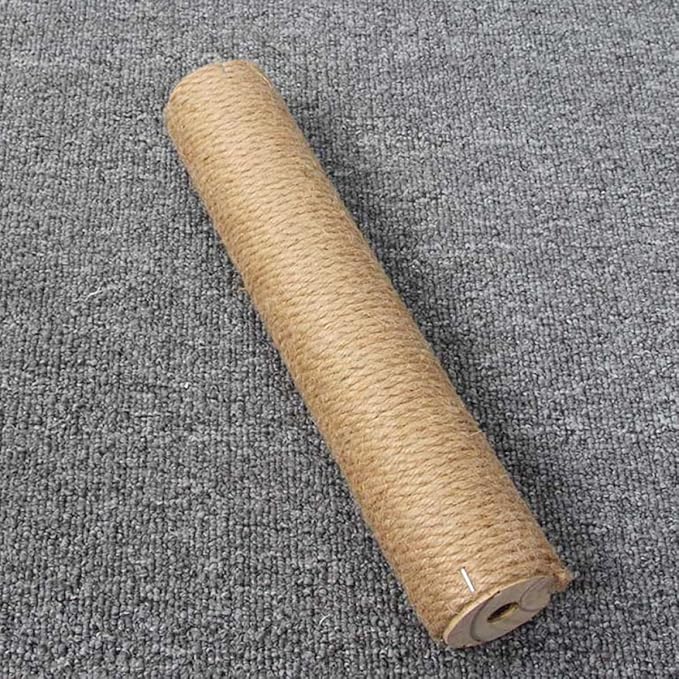 minkissy Wooden Cat Scratch Post with Jute Rope, 9cm Diameter X 40cm Length, Indoor Cat Climbing and Scratching Pole Replacement for Kitten Activity