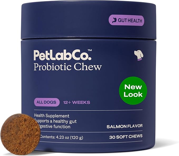 PetLab Co. Probiotics for Dogs, Support Gut Health, Occasional Diarrhea, Digestive Health & Seasonal Allergies - Salmon Flavor - Packaging May Vary - 30 Soft Chews