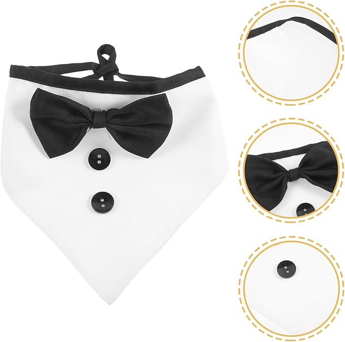 Formal Dog Bandana with Bowtie Collar Large Size Pet Scarf for Wedding Day and Party Supplies Stylish Dog Necktie