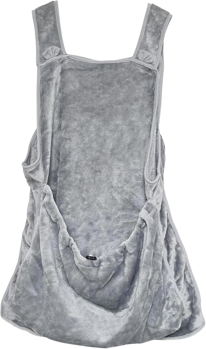 Pet Plush Carrier Apron with Adjustable Sleeping Bag Hands Free Sling Holder Cat Carrying Bonding Pouch for Small Dogs and Cats (Dark Gray)