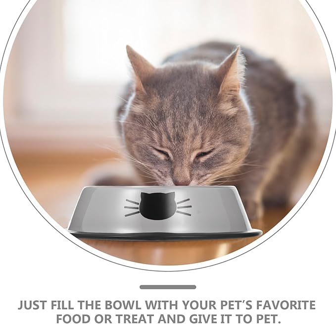 COHEALI Thickened Double Bowl Pet Feeder Set Stainless Steel Dog Bowl Cat Water Dish for Puppies and Kittens Indoor Feeding Supplies