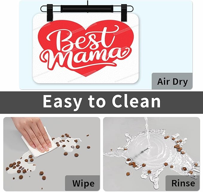 Pet Feeding Mat Happy Mother's Day Floral Gift Mom Kq Dog Food Mat for Food Water No Stains Quick Dry Dispenser Cat Bowl Mats for Messy Drinkers 18X12In