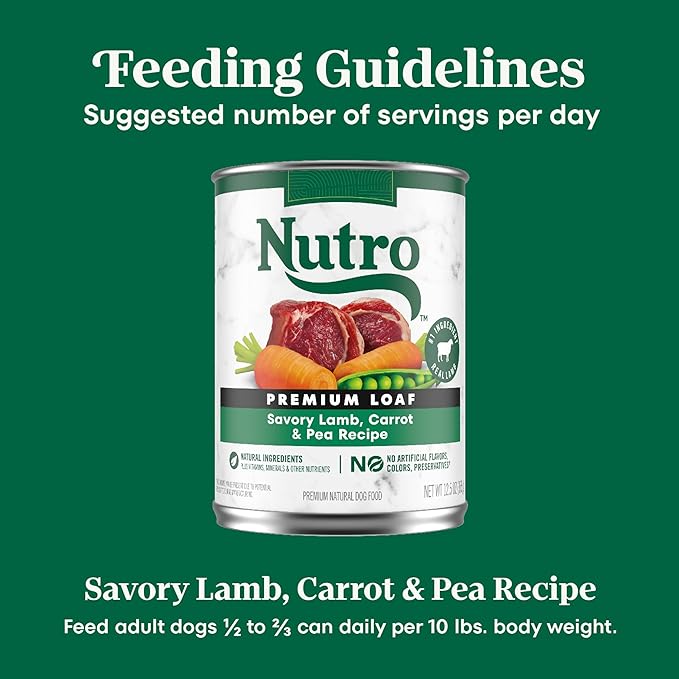 Nutro Natural Choice Premium Loaf Canned Dog Food, Adult Wet Dog Food Lamb Recipe 12.5 oz. cans (12 Count)
