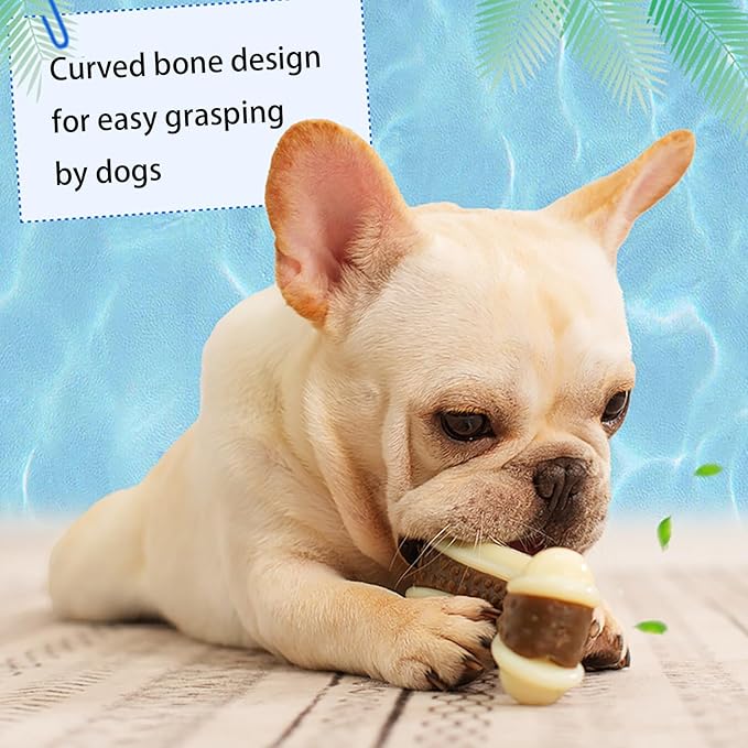 Dog Bones Chew Toys for Aggressive Chewers, 3 Pack Real Beef Flavor,Indestructible Dog Teething Chew Toys for Large/Medium/Small Breed,Tough Toy with Durable Nylon