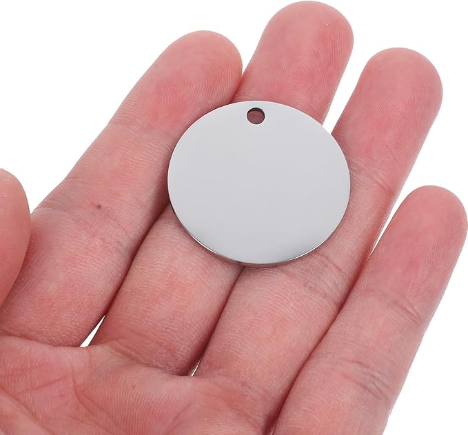 HANABASS 10pcs Stainless Steel Dog Tag Blank Pendants 30mm Smooth Metal Stamping Tags for Pet Id Engraving DIY Craft Supplies