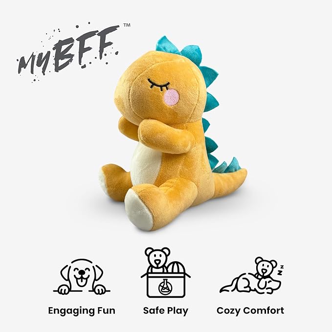 NANDOG My BFF Mite The Dino Plush Dog Toy – Soft Squeaky Pet-Only Toys for Dogs & Cats – Durable, Cuddly & Adorable Pet Companions for Playtime, Fetch & Snuggles