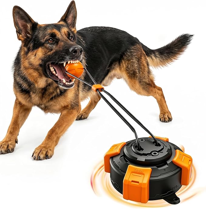 Upgraded Interactive Dog Toy, Heavy-Duty Tug-of-War Chew Toy, Stress Relief Dog Tug Toy, Durable Puppy Molar Chew Toy, Bite Resistant, Teeth Cleaning, Universal Pet Supplies (Black-Orange)