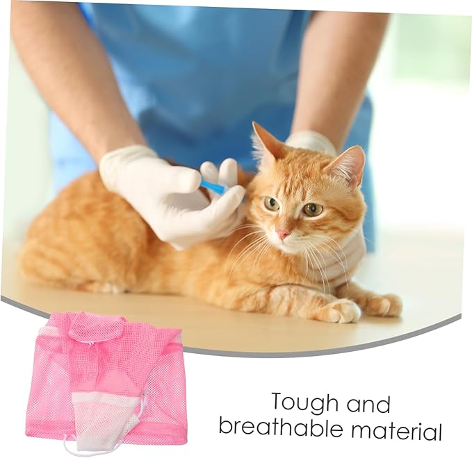 Multi Function Cat Grooming Bag Durable Mesh Pet Bathing Pouch for Nail Trimming and Care Breathable Calm Design