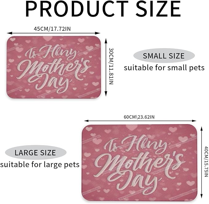 Pet Feeding Mat for Floors Waterproof Dog Mat for Food and Water Happy Mother's Day Floral Gift Mom Hh Absorbent Quick Dry Non Slip Mats Cat Bowls 24x16In