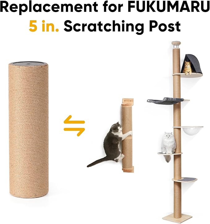 FUKUMARU Scratching Post Replacement, 15.7 X 4.8 Inch Natural Jute Rope Scratching Post Refill with M10 Screws