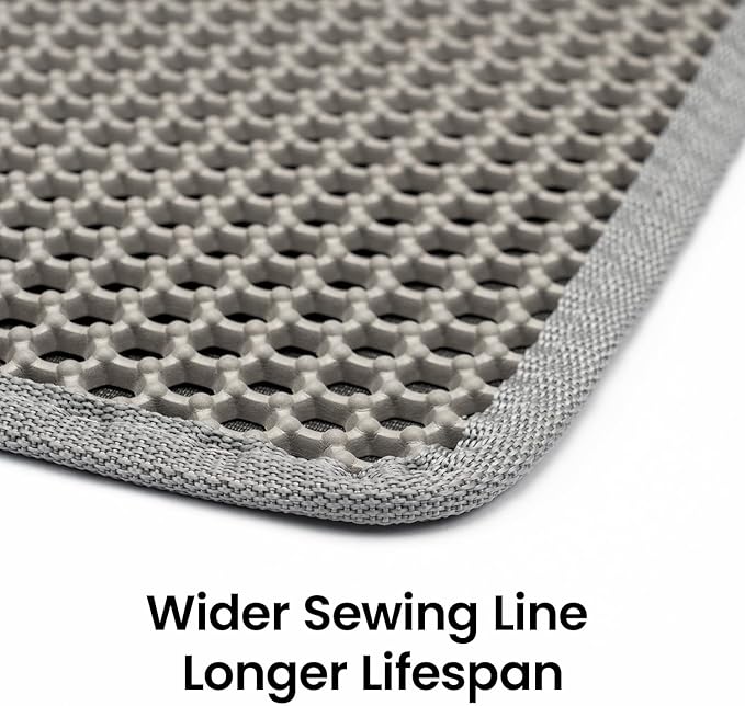 Cat Litter Mat-24"X18" Litter Box Mat for Kitty, EVA Honeycomb Double Layer Design, Urine & Waterproof Scatter Control, Less Waste, Easier To Clean,Non Slip, Gray