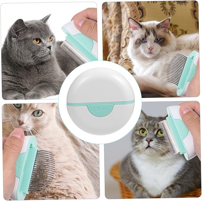 Luxshiny Pet Cat Hair Comb Brush with Comfortable Non Slip Handle Gentle Grooming Rake for Loose Hair and Tangle Removal Portable Mint Green Massage Tool for Shiny Fur Maintenance