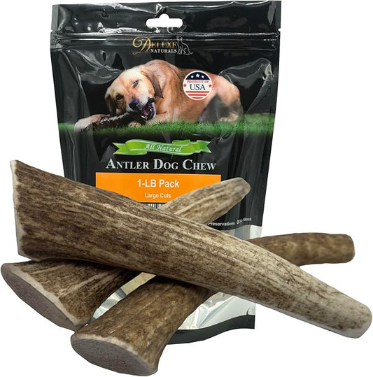 1-LB Large Whole Elk Antlers Dog Chews 6–9+ Inches for Medium & Large Dogs (30–80 lbs) – Long-Lasting Natural Treats for Aggressive Chewers