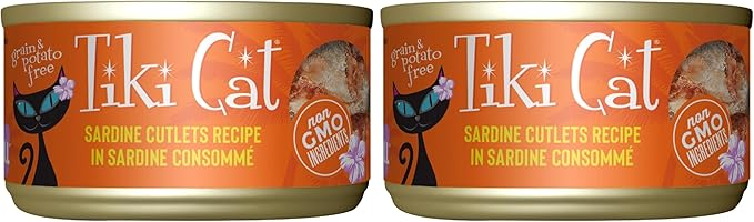 Tiki Cat Grill Wet Cat Food,Sardine Cutlets,2.8 oz. Cans,(Pack of 24)
